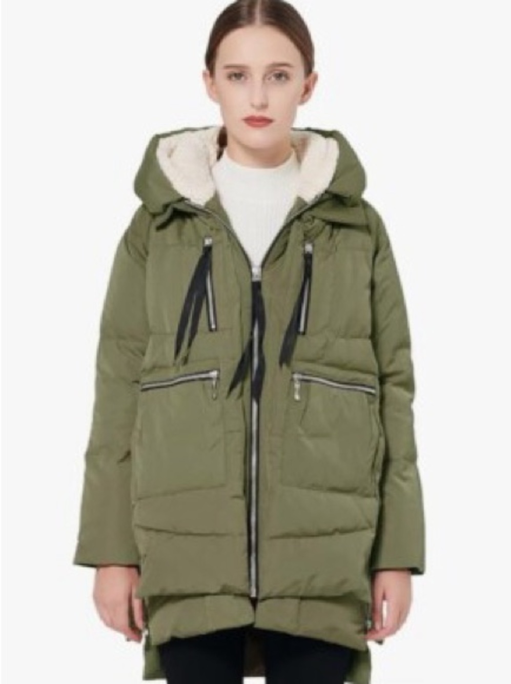 Olive Hooded Quilted Parka Jacket